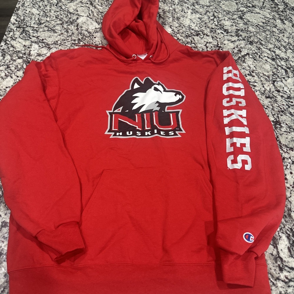NWOT‎ Northern Illinois Huskies Hoodie Mens Large Champion Long Sleeve Fleece